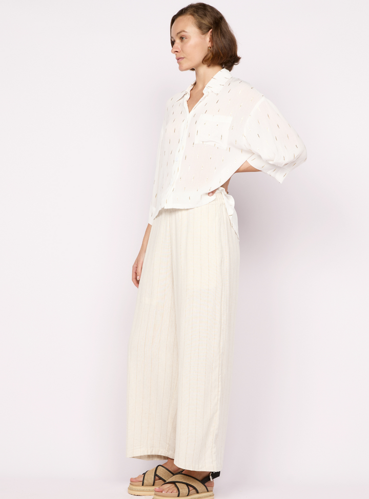 Ophelia Cropped Shirt - White/Gold