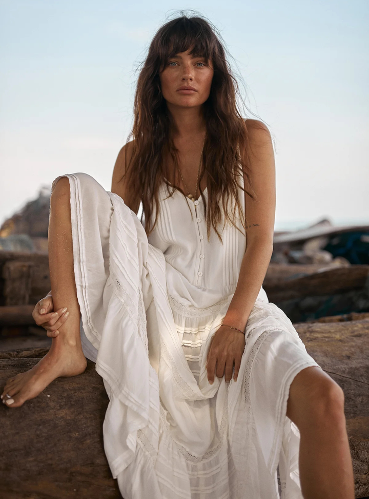 Golden Meadow Dress - White