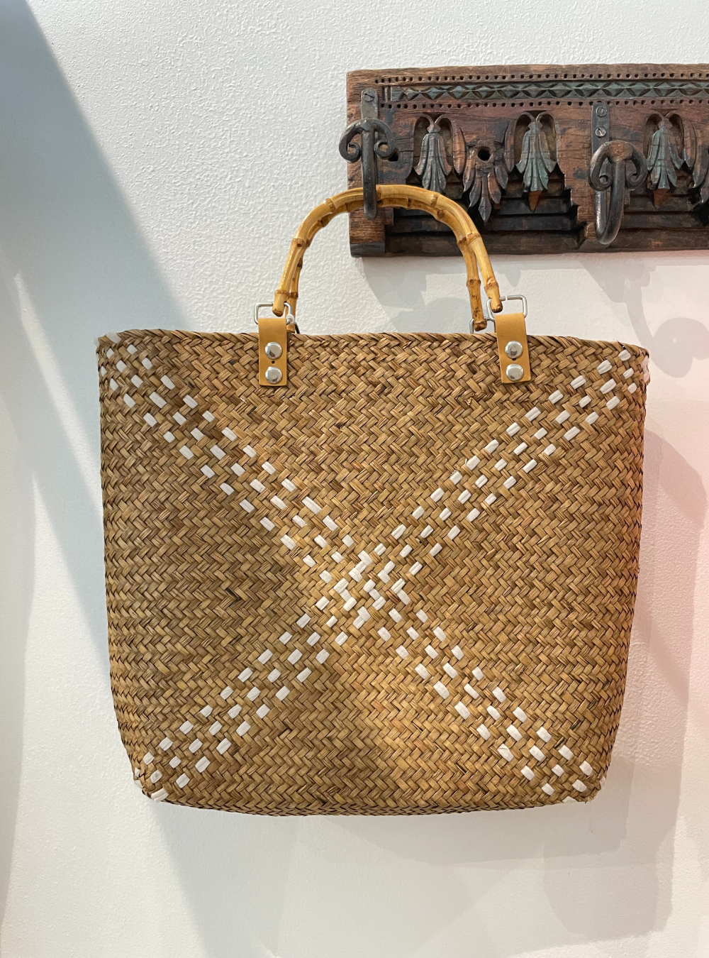 Cross Woven Tote - Natural