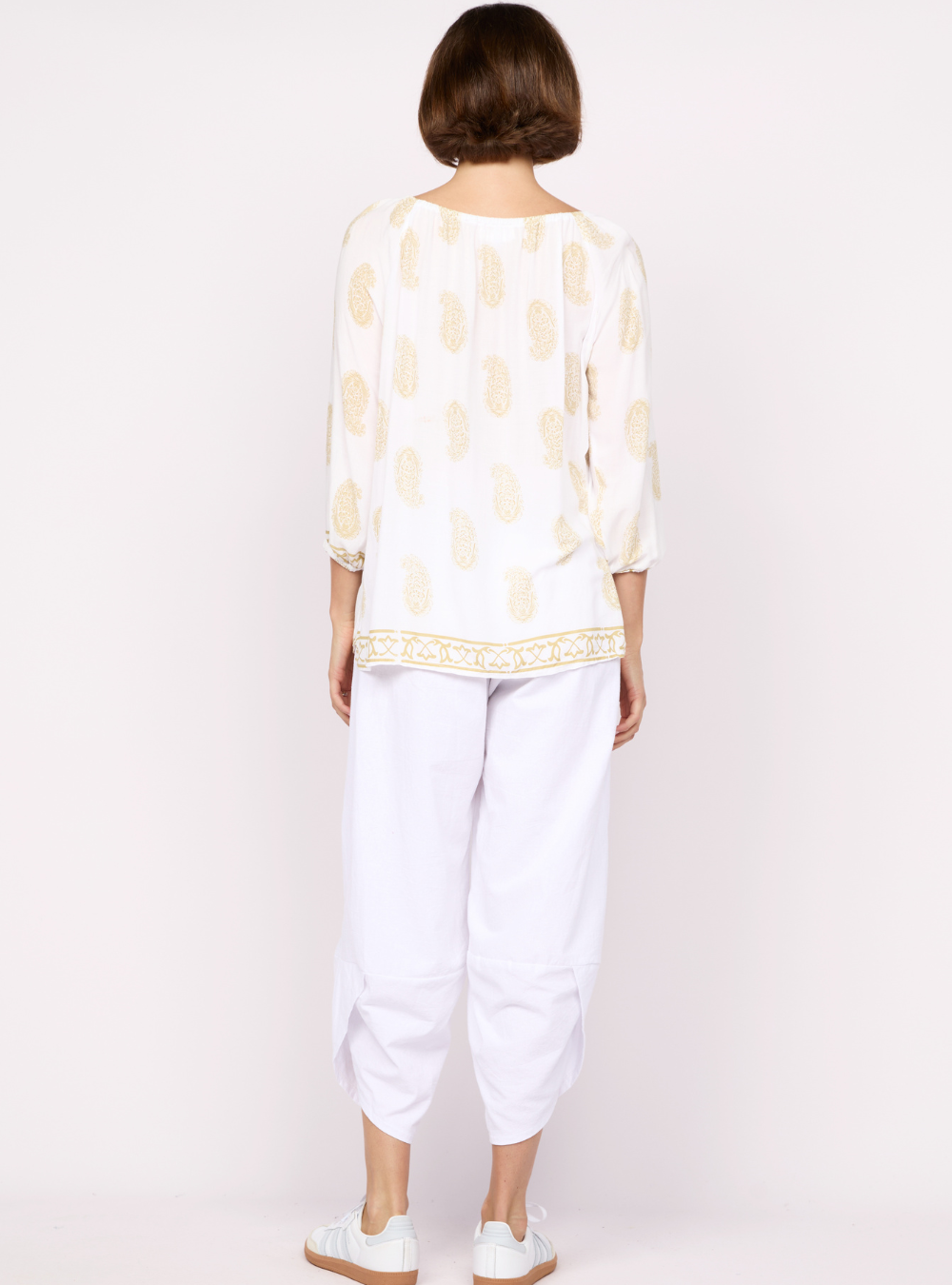 Oracle 3/4 Sleeve Top - Gold/White