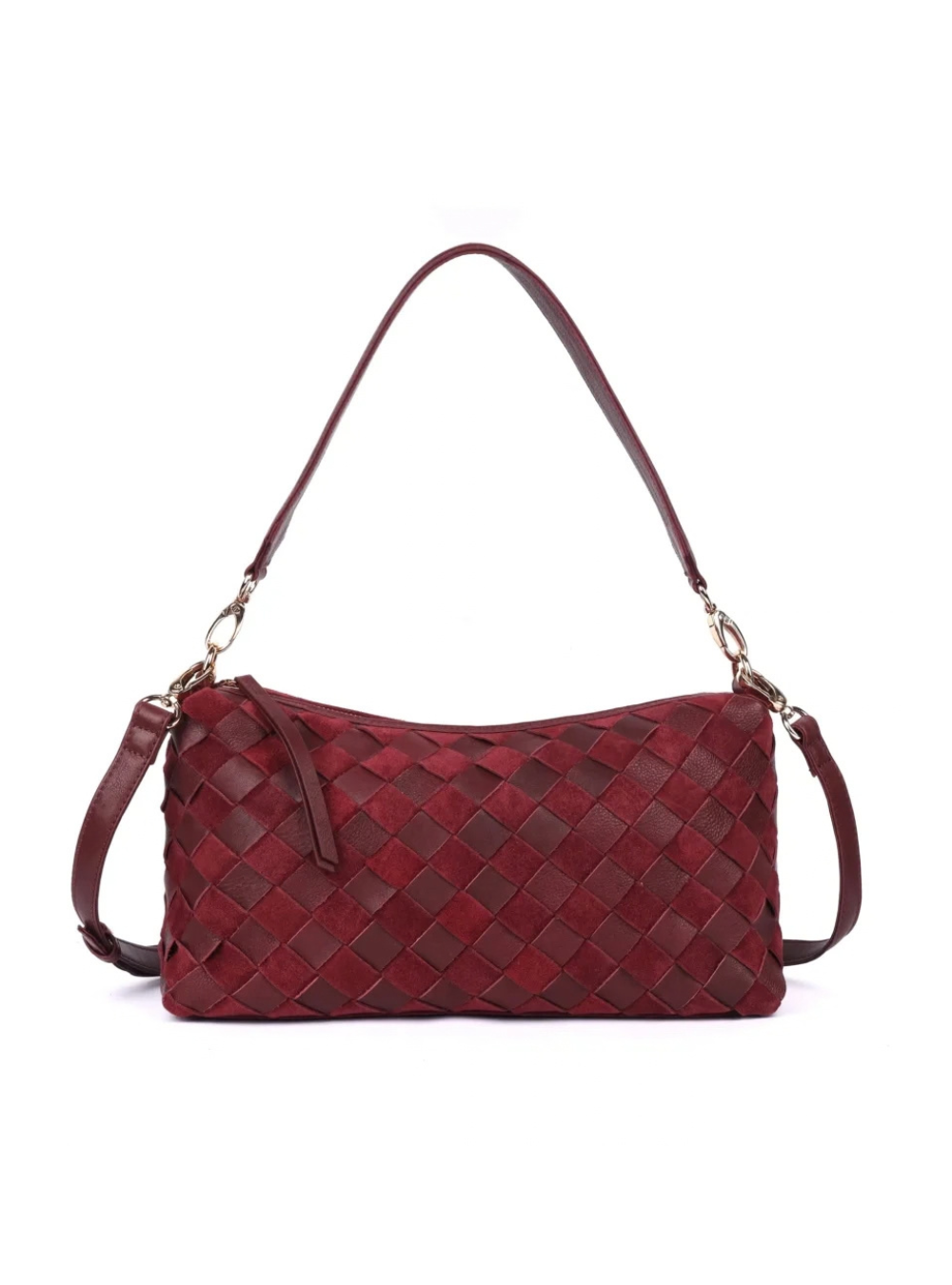 Cleo Woven Suede Small Bag - Wine