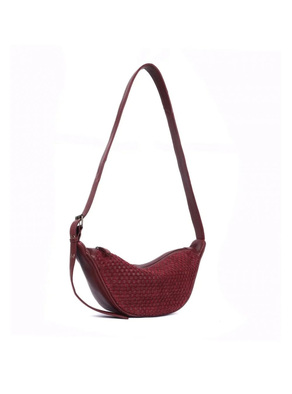 Penelope Half Moon Woven Bag - Wine