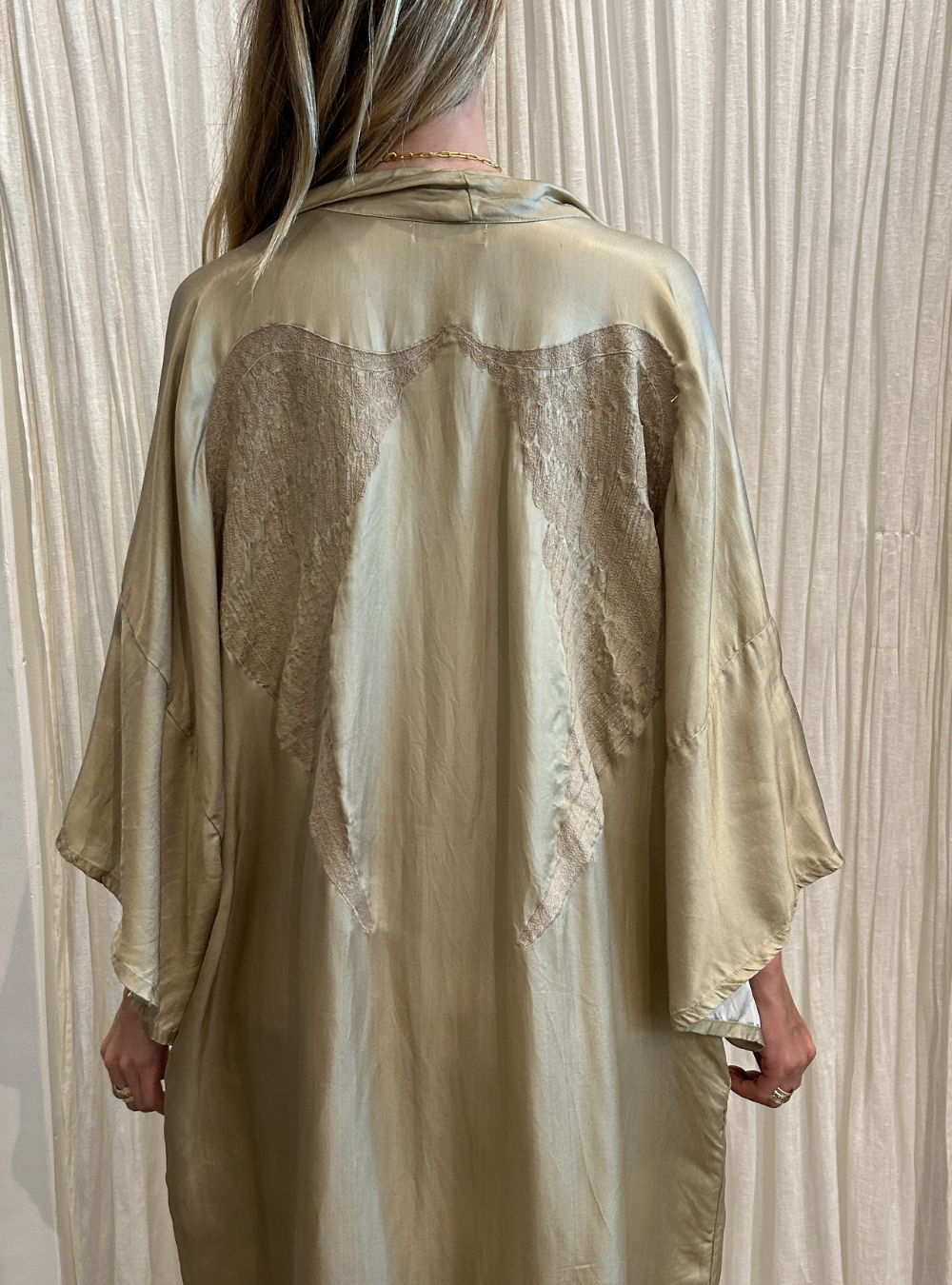 Long Silk Wing Kimono - Stone