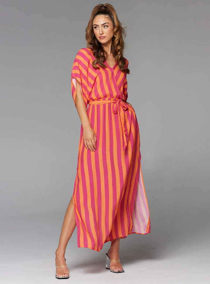 Wonderland Maxi Dress - Pink Orange Stripe