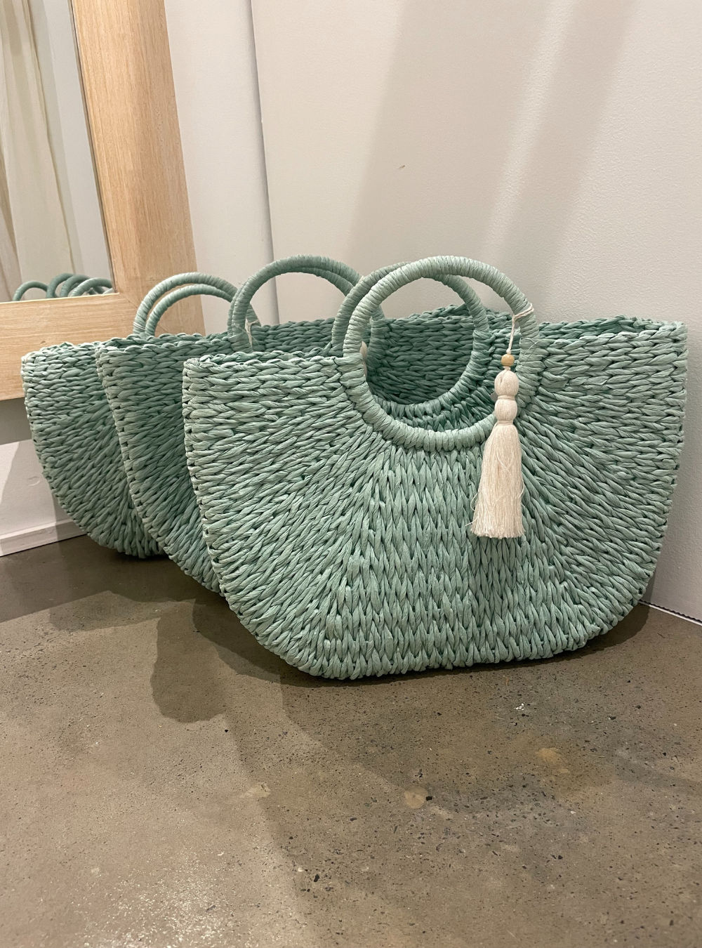 Shopper Basket - Woven Aqua