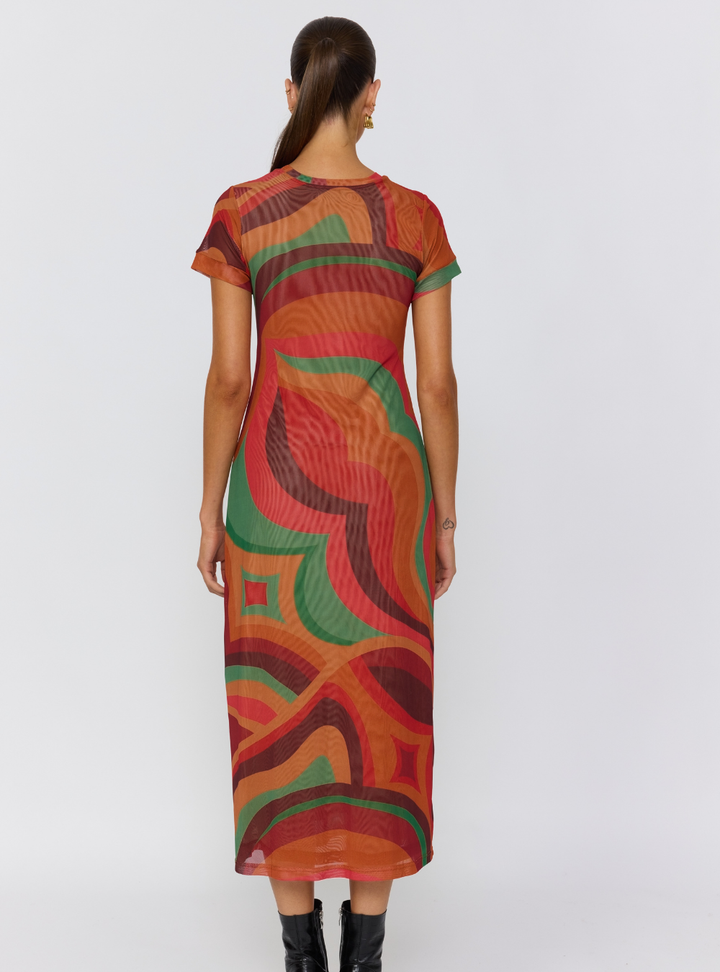 Yoko Midi Dress - Crimson Sun