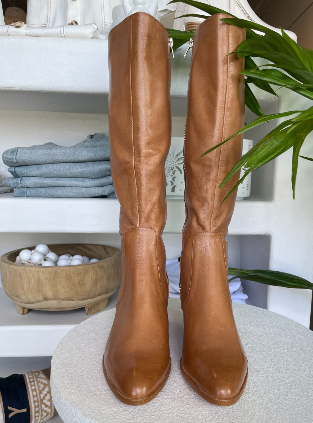 Zodiak Knee High Boots - Tan Leather