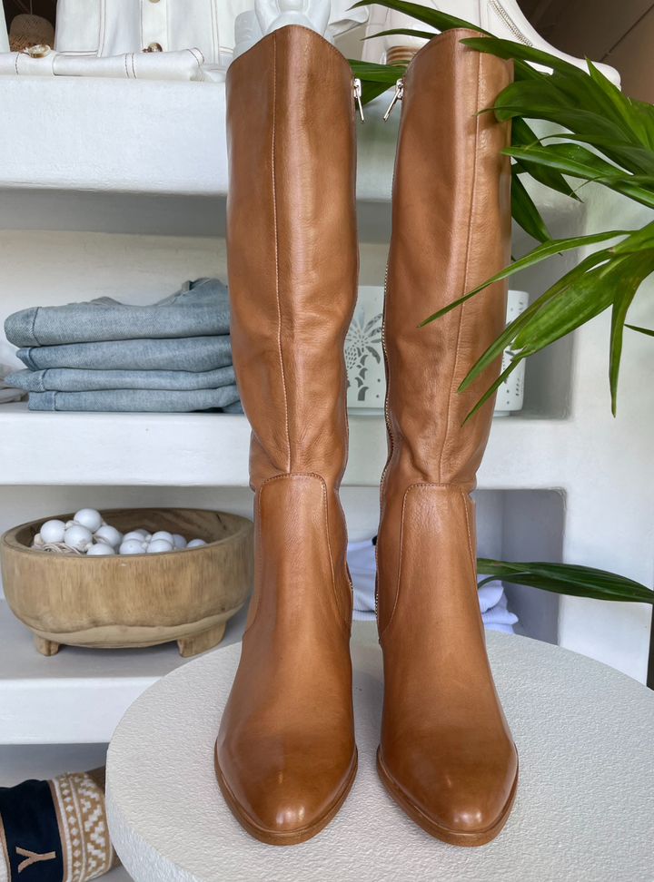 Zodiak Knee High Boots - Tan Leather