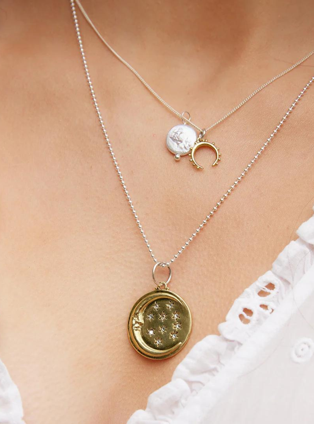 Goddess Moon & Pearl Amulet Necklace