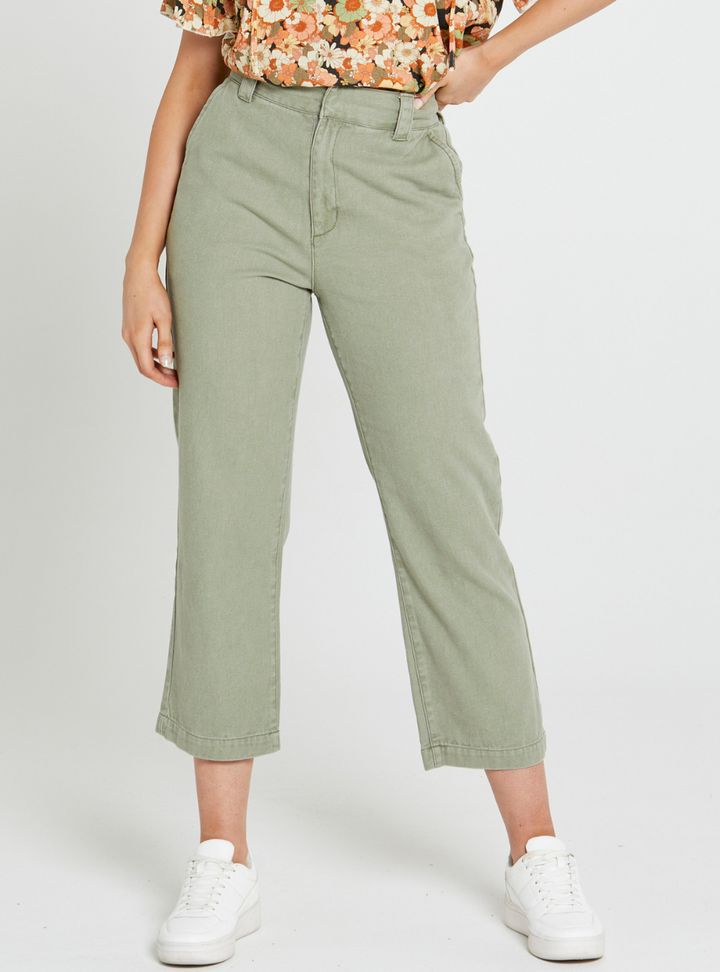 Carolina Straight Leg High Wasted Pant Sage Green