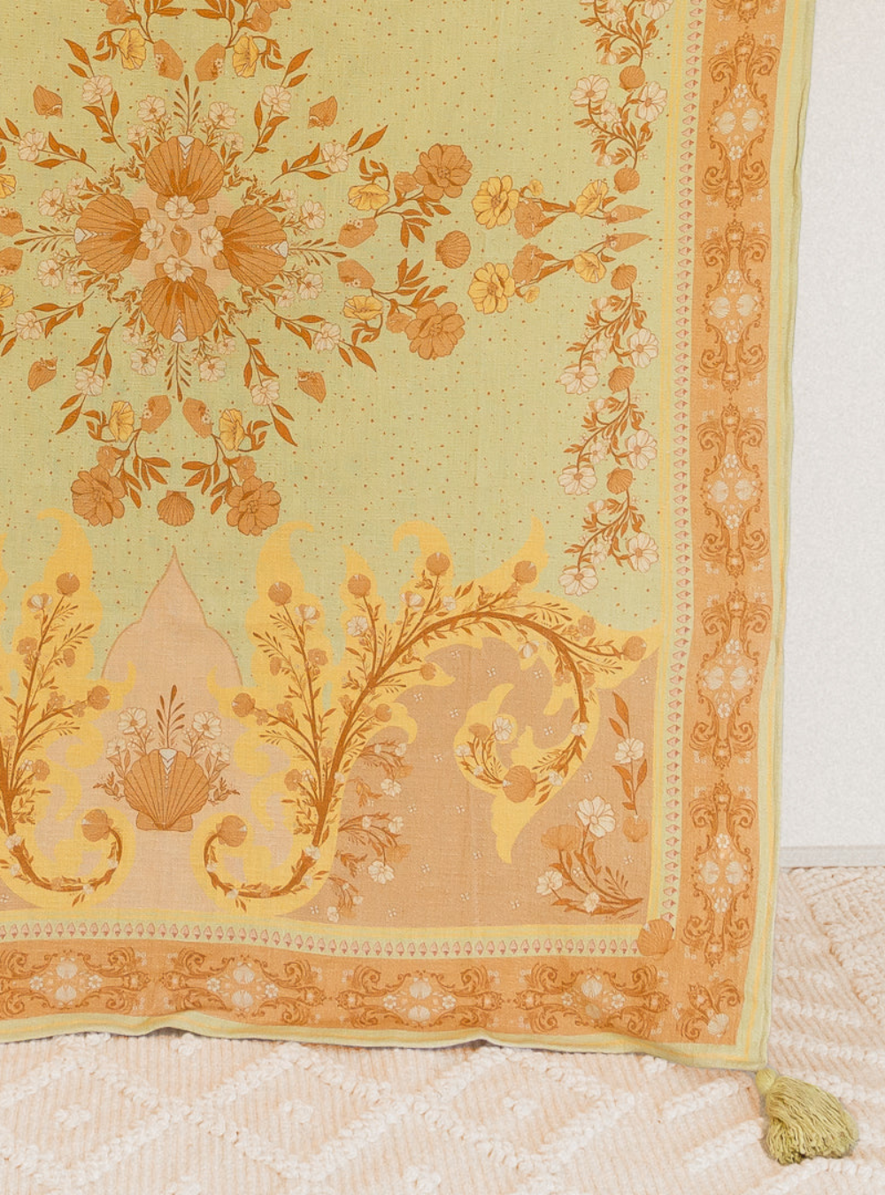 Oceania Throw Rug - Mint Green & Marigold Orange