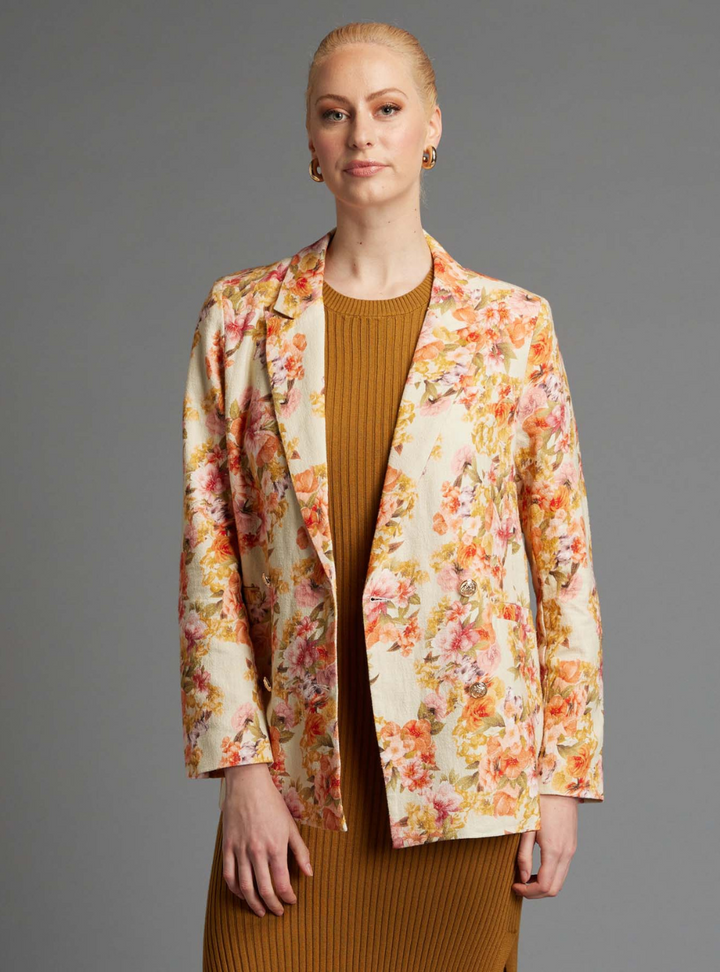 Last Dance Structured Blazer Cream Floral