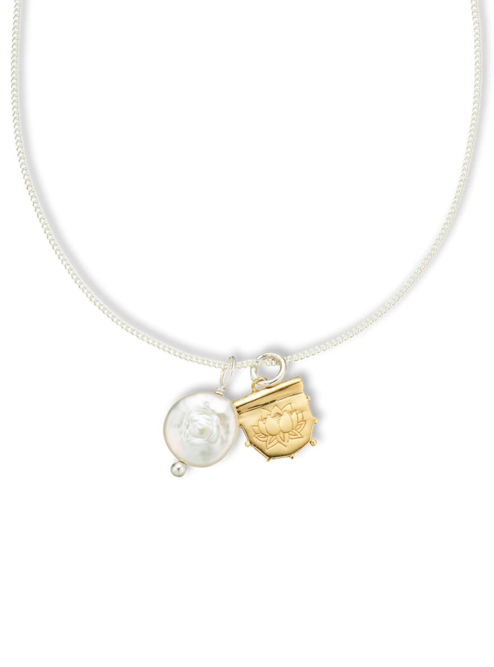 Lotus & Pearl Amulet Necklace