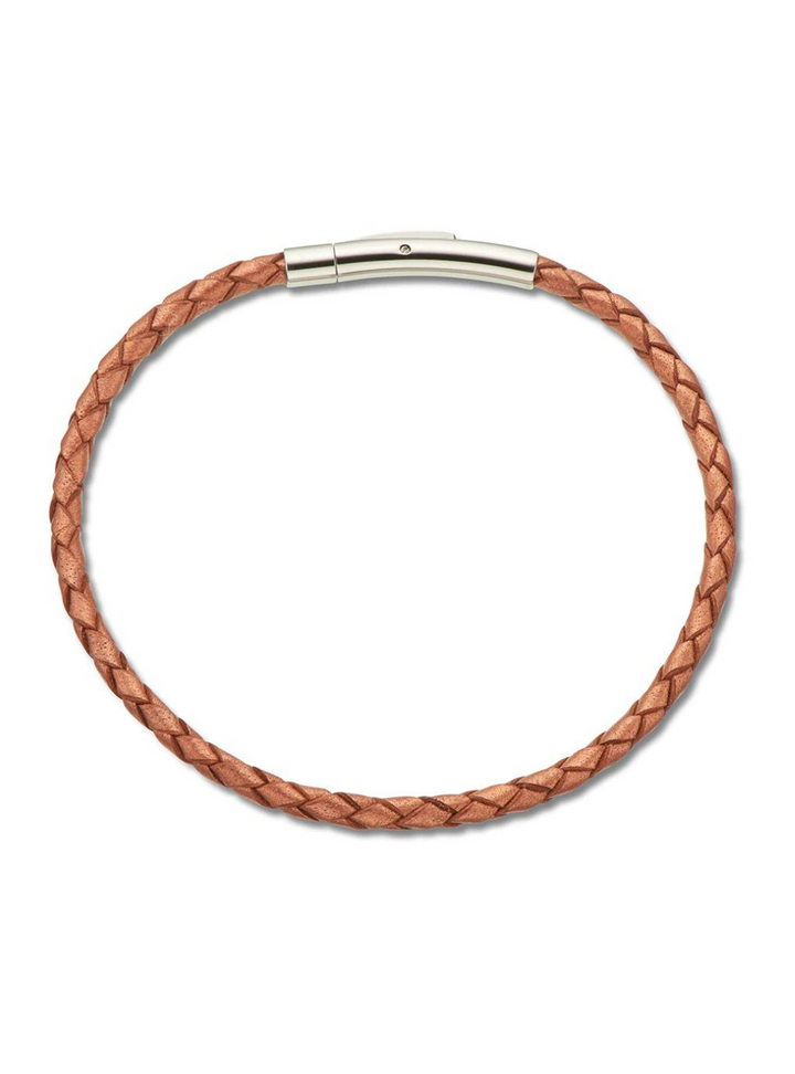 Copper Fine Leather Plaited Bracelet