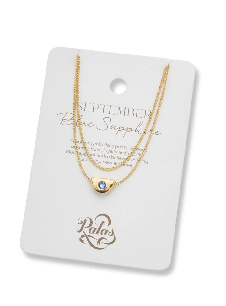 September Sapphire Birthstone 18k gold plated