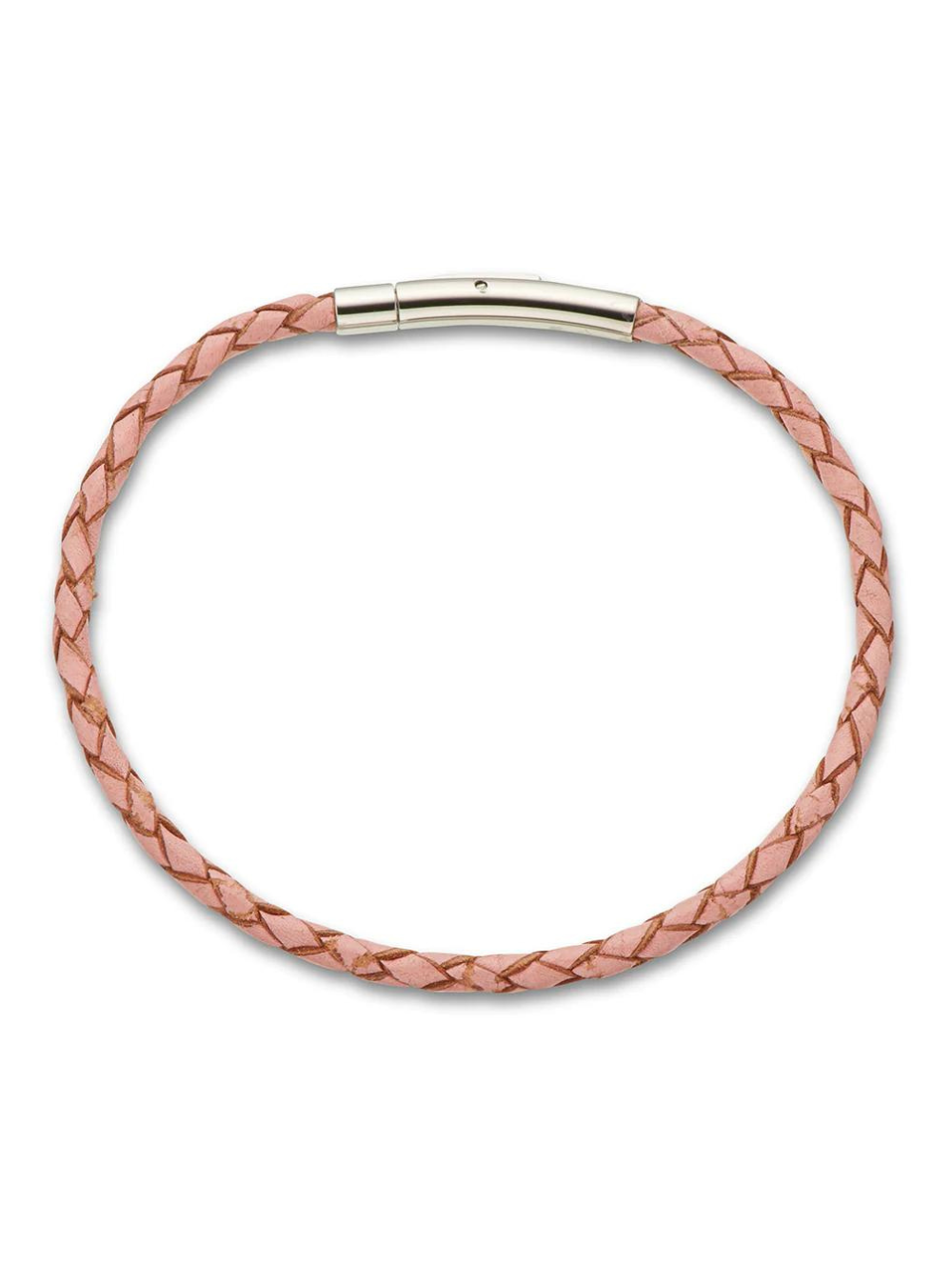 Pale Pink Fine Leather Plaited Bracelet