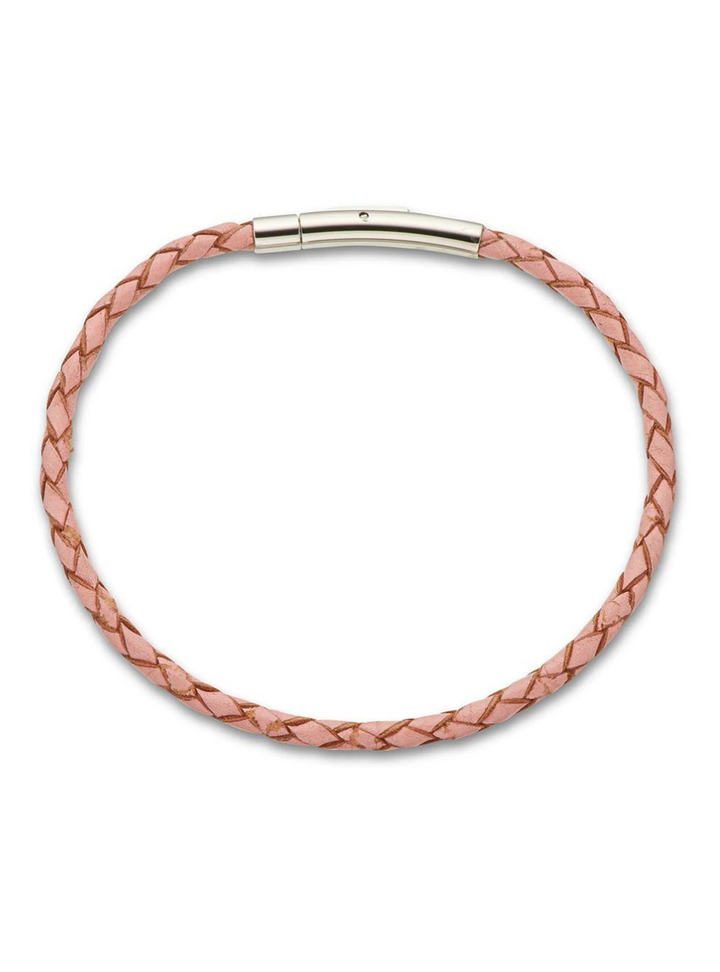 Pale Pink Fine Leather Plaited Bracelet