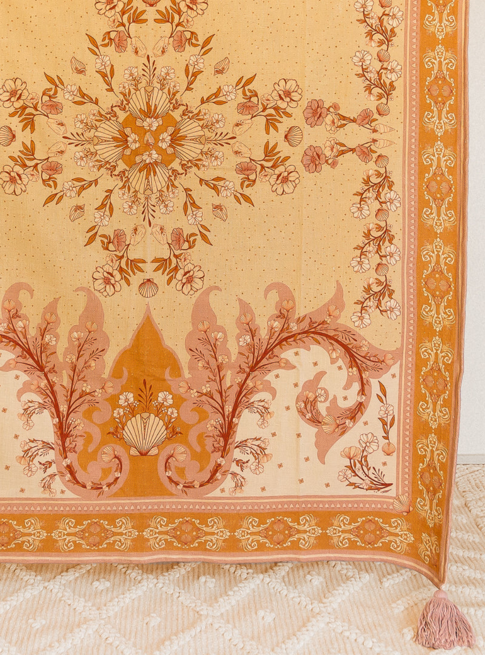 Oceania Throw Rug - Rose Pink & Golden Mustard