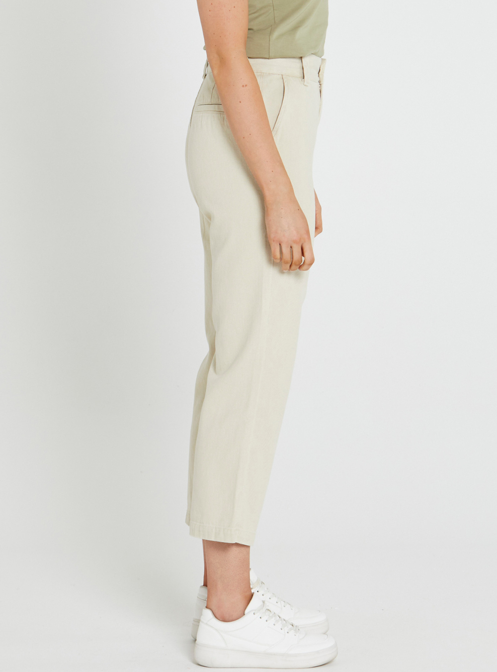 Carolina Straight Leg High Wasted Pant Beige