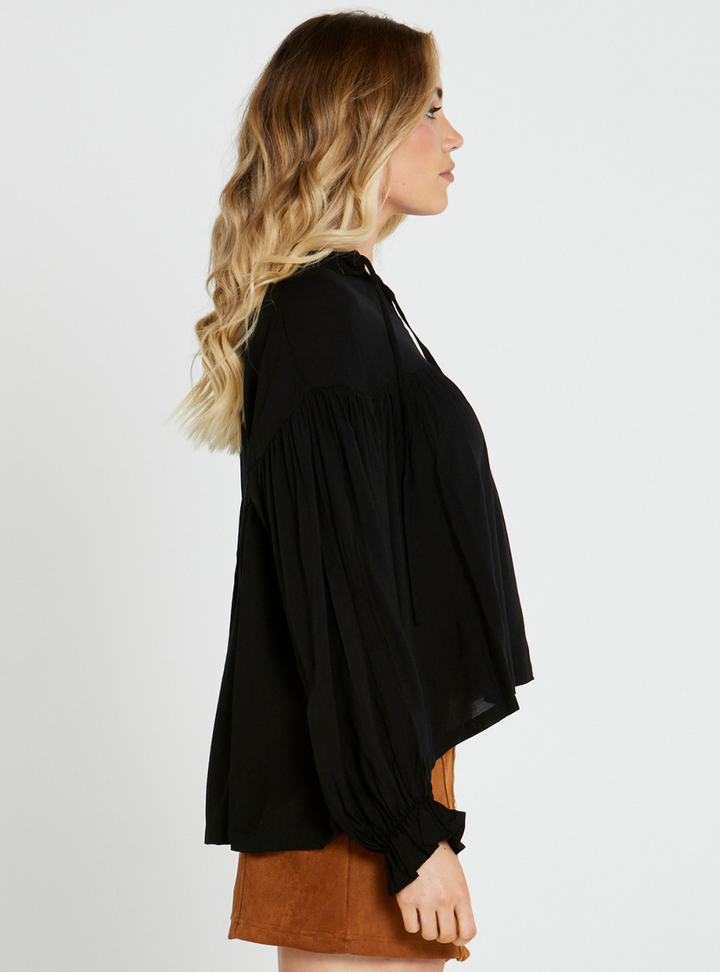 Tegan Shirred Boho Balloon Sleeve Top